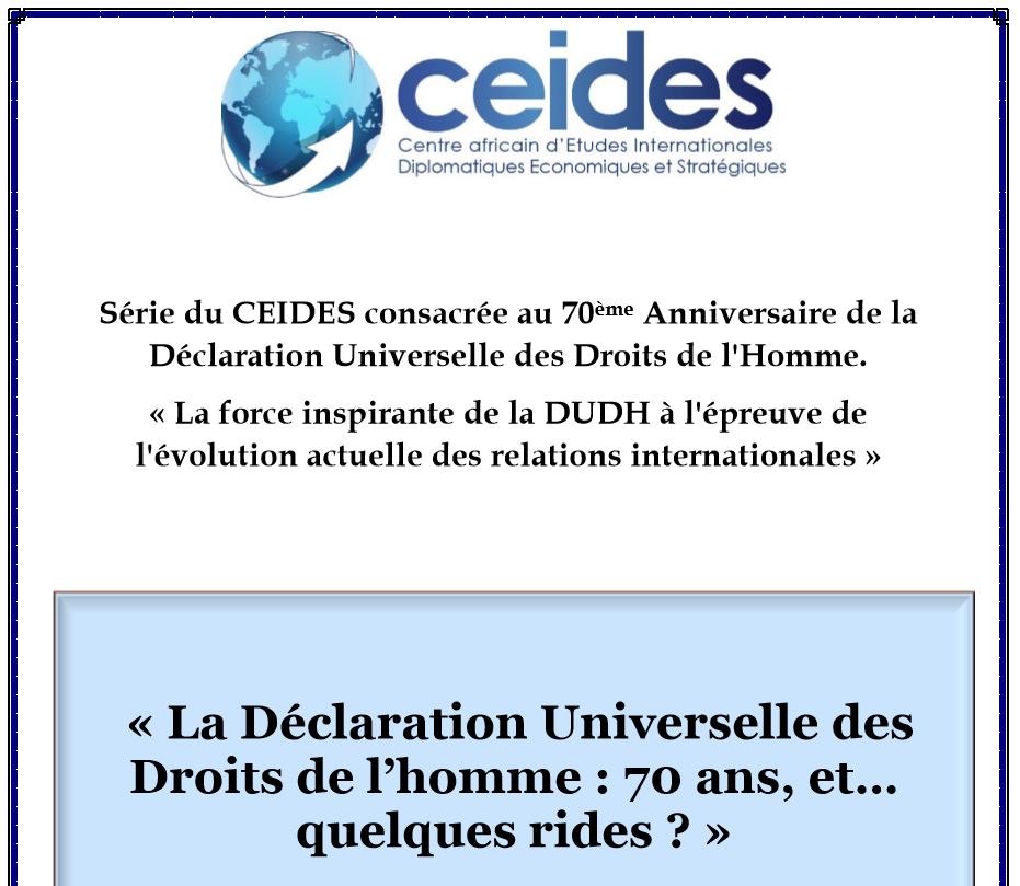 You are currently viewing « La Déclaration Universelle des Droits de l’homme : 70 ans, et… quelques rides ? »