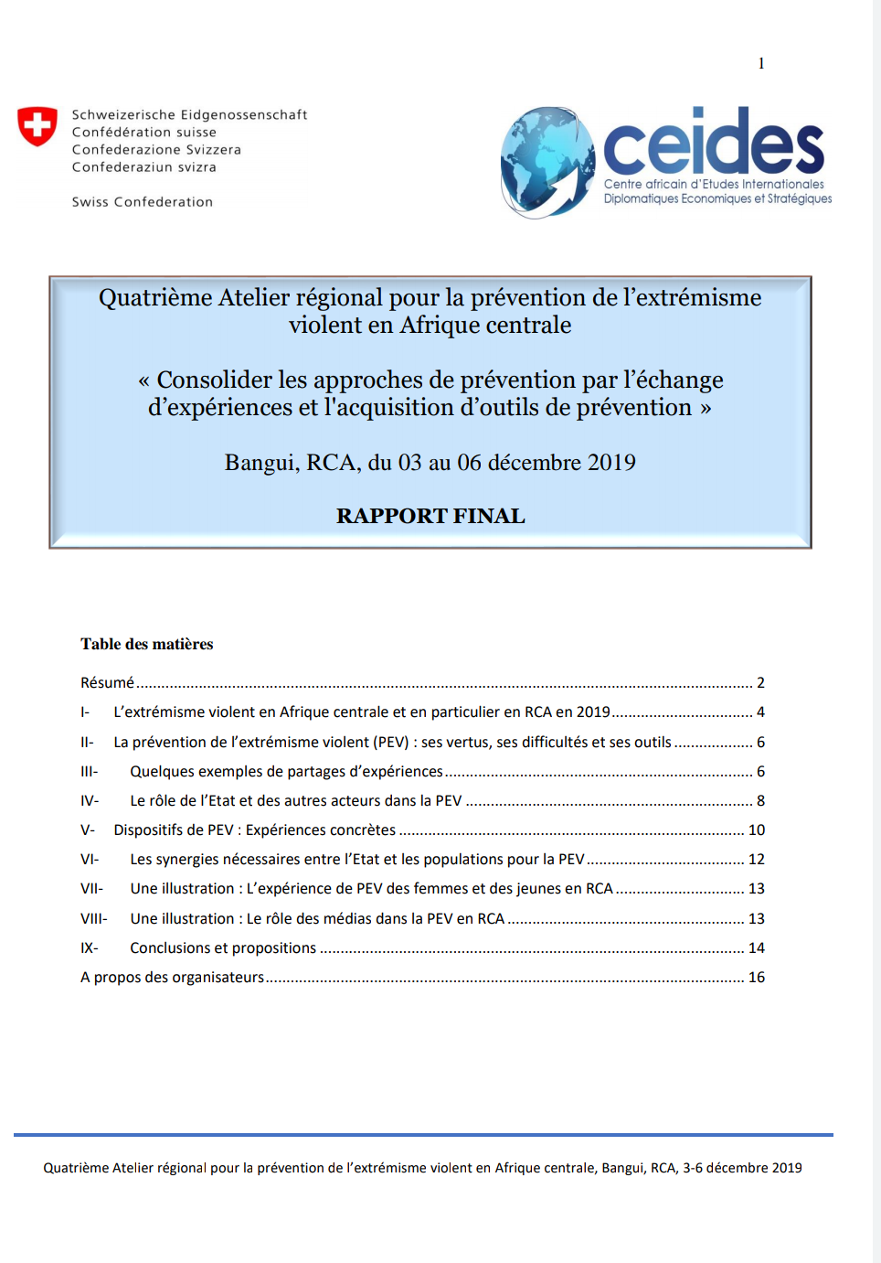 You are currently viewing Quatrième Atelier régional pour la prévention de l’extrémisme violent en Afrique centrale