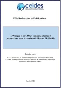 Lire la suite à propos de l’article L’Afrique et sa COP27 : enjeux, attentes et perspectives pour le continent à Sharm- El- Sheikh