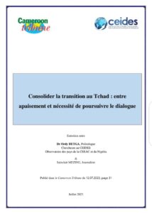Lire la suite à propos de l’article Consolider la transition au Tchad : entre apaisement et nécessité de poursuivre le dialogue