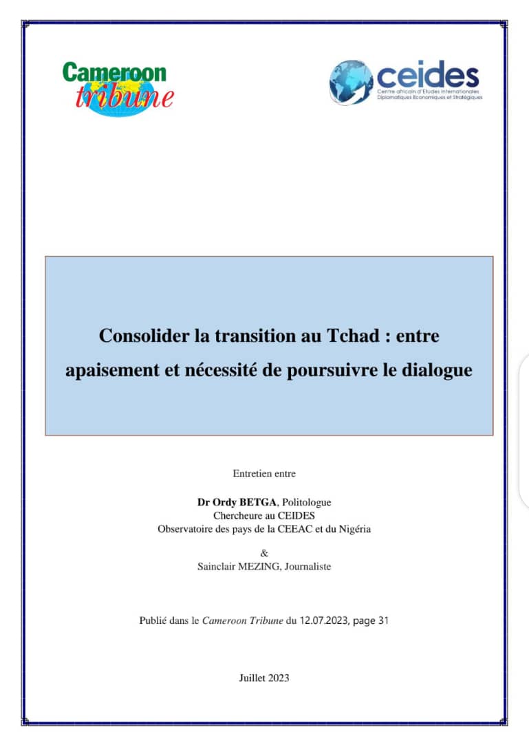 Lire la suite à propos de l’article Consolider la transition au Tchad : entre apaisement et nécessité de poursuivre le dialogue