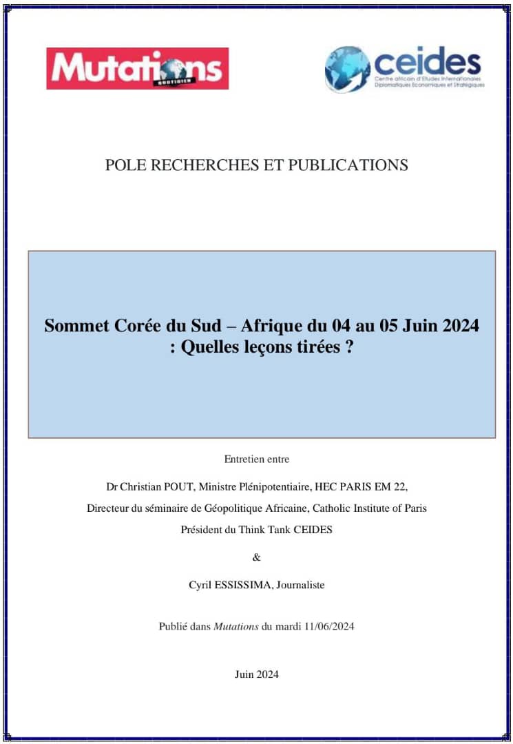 Lire la suite à propos de l’article Sommet Corée du Sud – Afrique du 04 au 05 Juin 2024 : Quelles leçons tirées ?