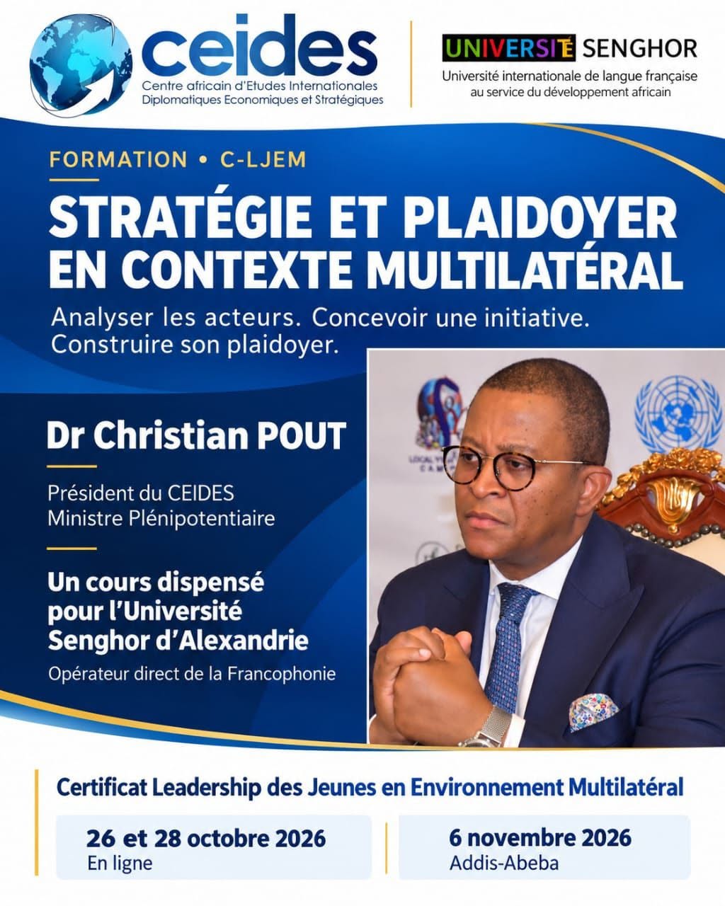 Cours du Dr Christian Pout, Président du CEIDES, pour l’Université Senghor d’Alexandrie